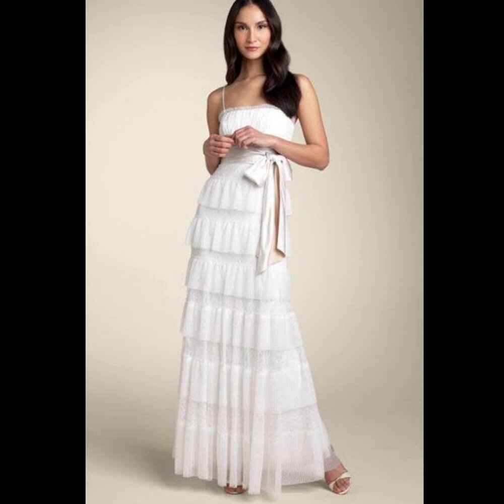 BCBG MAXAZRIA Lace & Tulle Tier Gown